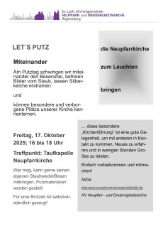 Plakat Putztag im Oktober in der Neupfarrkirche.