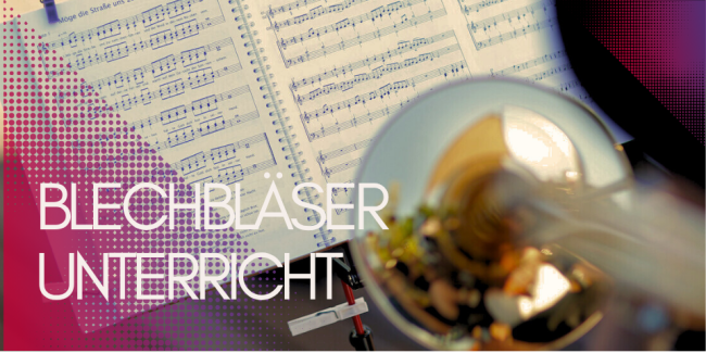 Posaune vor Notenblättern