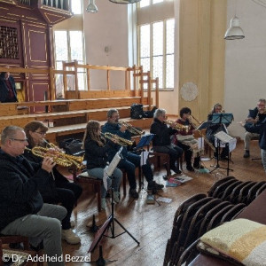 Die Altstadtbläser üben für ihren Auftritt beim Erntedankgottesdienst